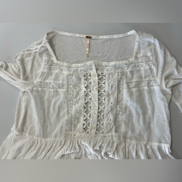 NEW Free People Butterfly Fields Tunic Cream White Sheer Lace XS - Picture 7 of 11
